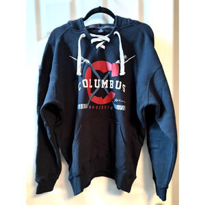 Columbus Hockey Sweatshirt Unisex Blue Crewneck Pullover Lace Up NHL Hoodie LG